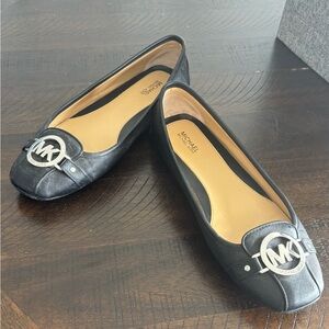 Michael Kors Black Flats with Silver Logo